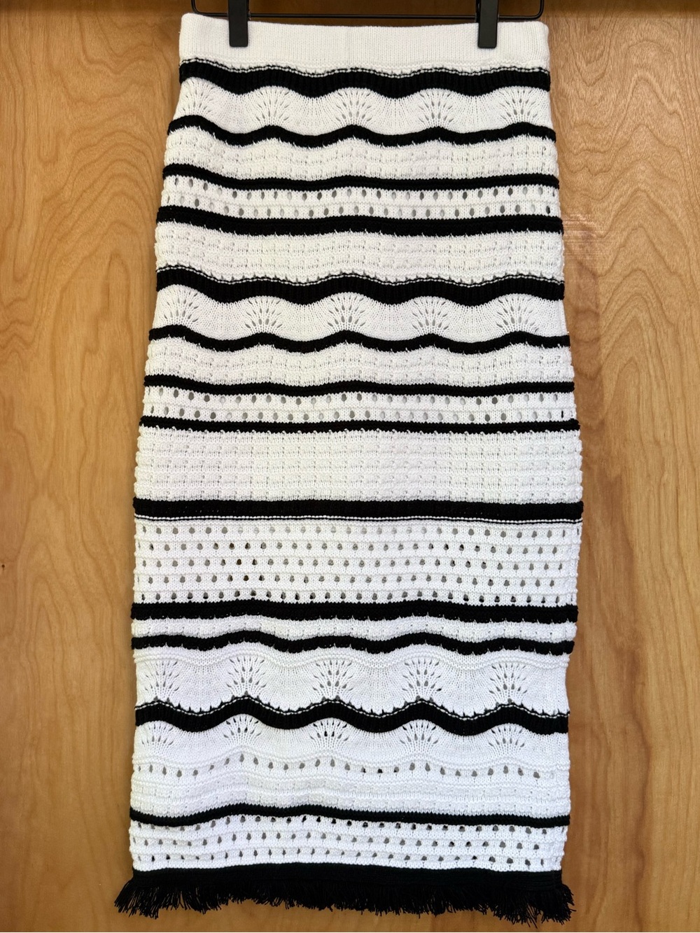XS House of Harlow Black & White Stripe Crochet Midi Skirt Coord Set Available